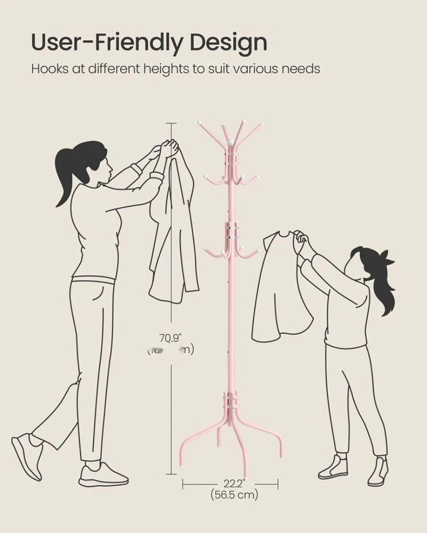 Freestanding Coat Rack With 12 Hooks & 4 Leg Base Stand – product view 16 | Ridgefield Furniture