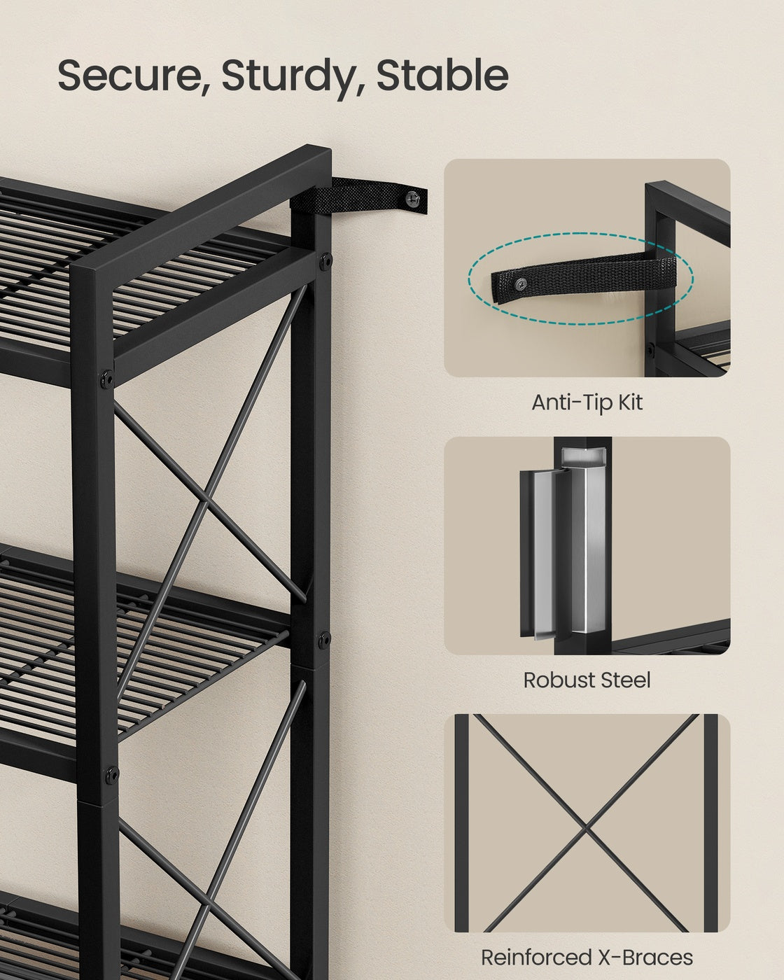 Metal Storage Shelf With X Side Frames - product photo 03