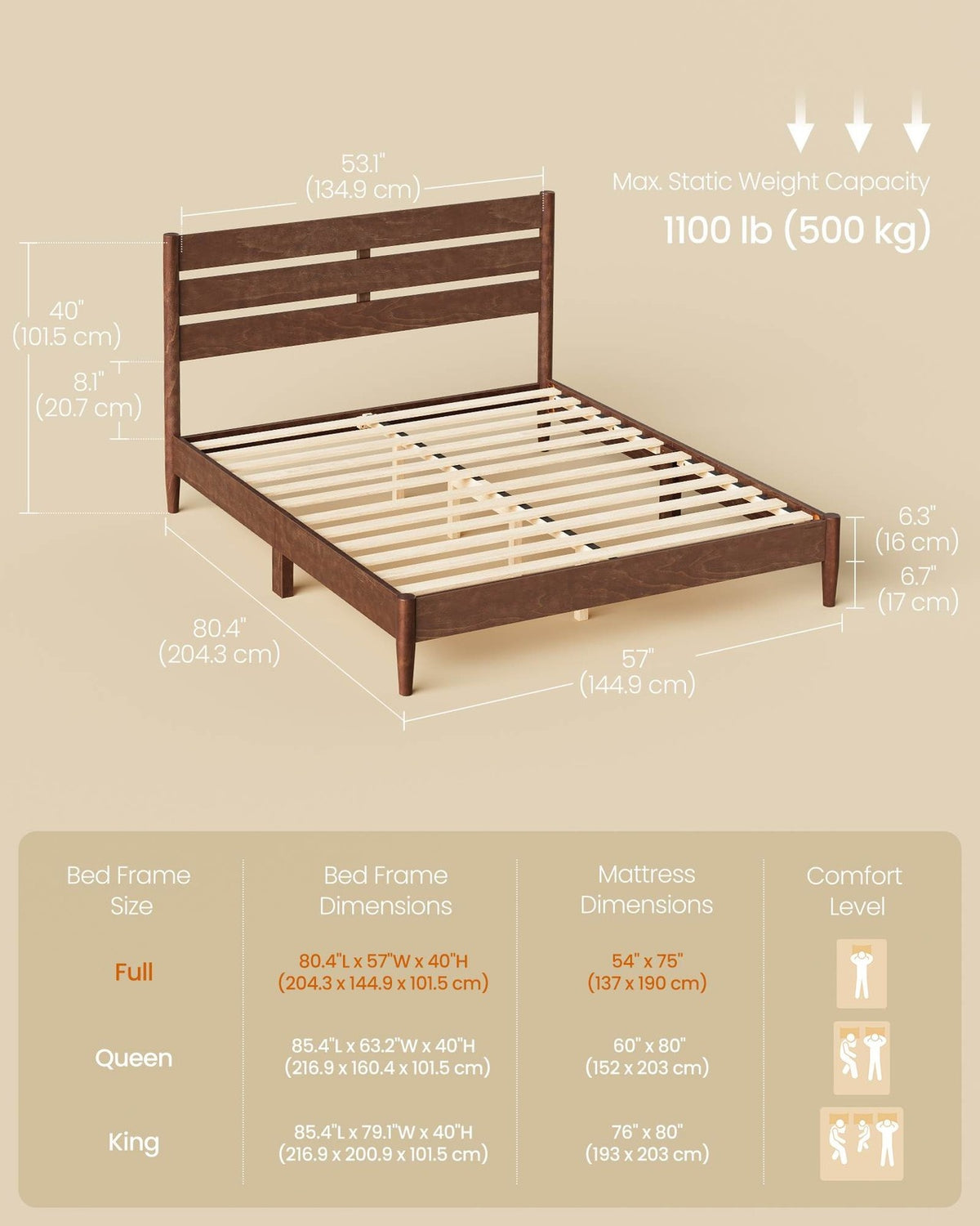 Mid-Century Modern Bed Frame With LED Headboard & Charging Station - product photo 24