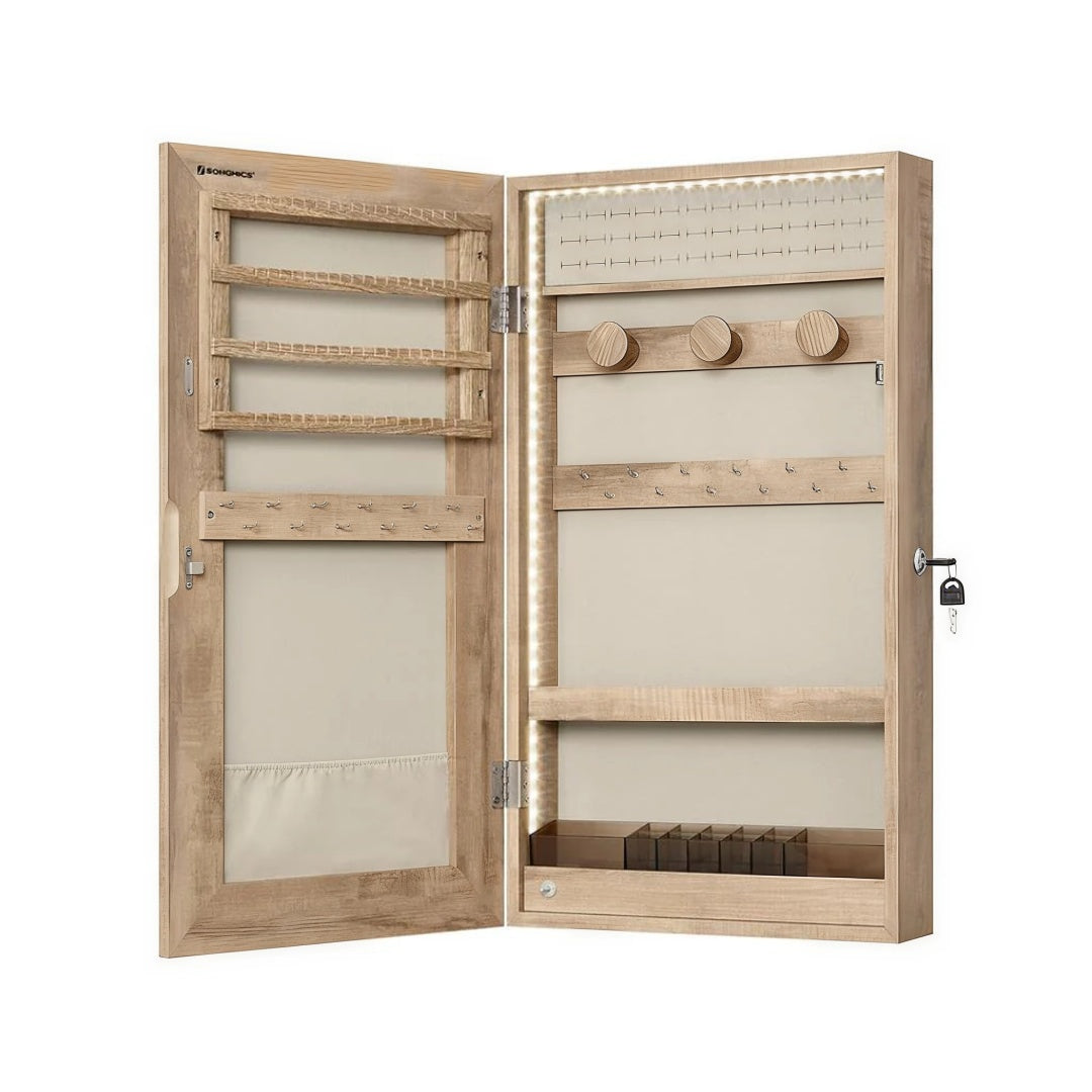 Mirror Jewelry Cabinet Armoire With LED Lights And Storage – product view 3 | Ridgefield Furniture