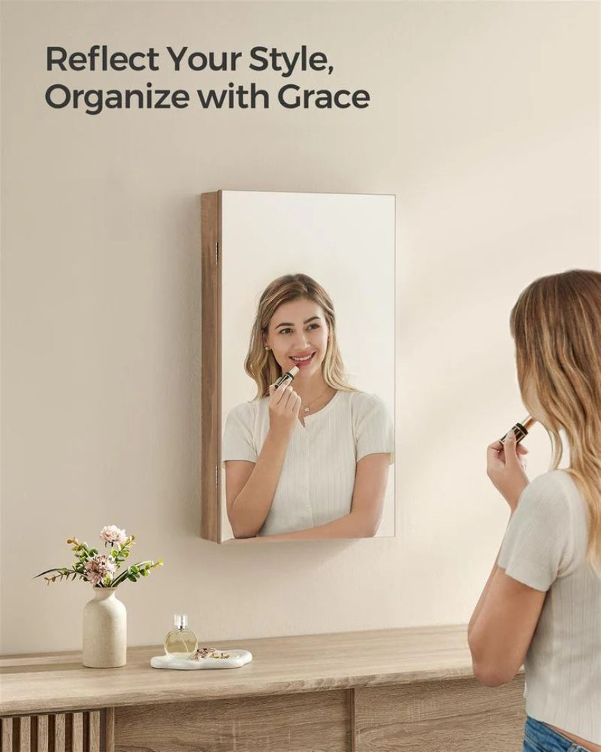 Mirror Jewelry Cabinet Armoire With LED Lights And Storage – product view 4 | Ridgefield Furniture