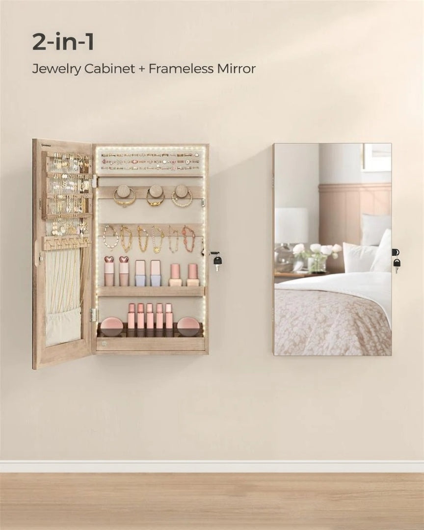 Mirror Jewelry Cabinet Armoire With LED Lights And Storage – product view 5 | Ridgefield Furniture