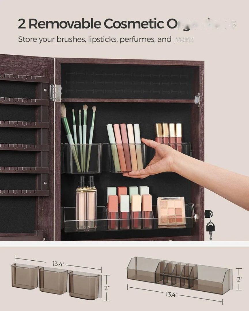 Mirror Jewelry Cabinet Armoire With Makeup Storage Organizer – product view 9 | Ridgefield Furniture