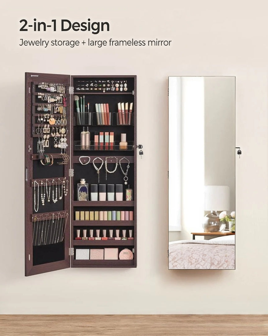 Mirror Jewelry Cabinet Armoire With Makeup Storage Organizer – product view 10 | Ridgefield Furniture