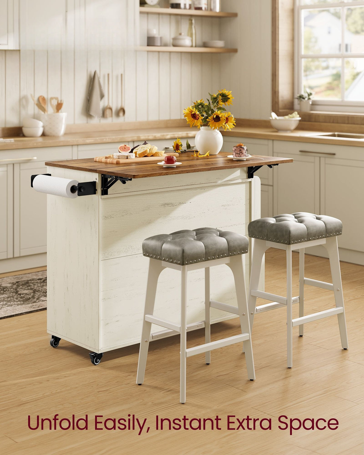Mobile Kitchen Island With Drop Leaf And Spice Rack, Portable Cart - product photo 06