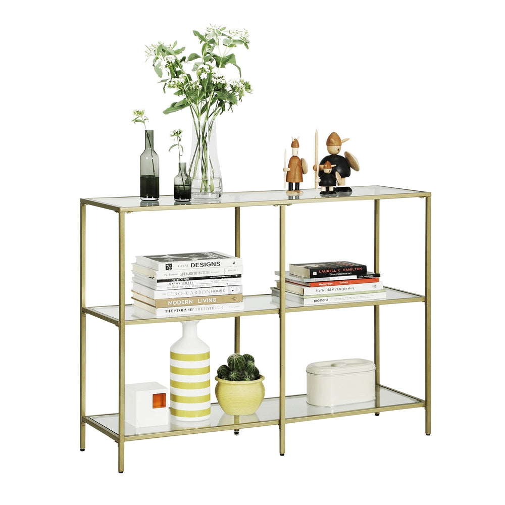 Modern Design Golden Glass Console Sofa Table - product photo 01