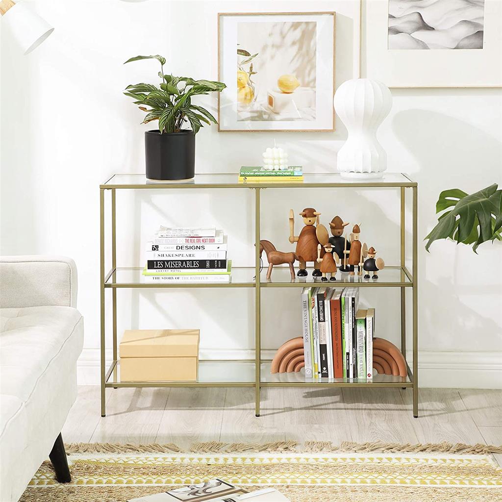 Modern Design Golden Glass Console Sofa Table - product photo 02