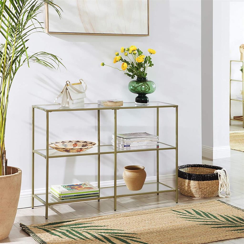 Modern Design Golden Glass Console Sofa Table - product photo 03