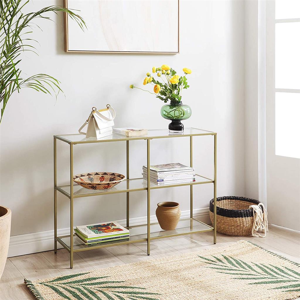Modern Design Golden Glass Console Sofa Table - product photo 04
