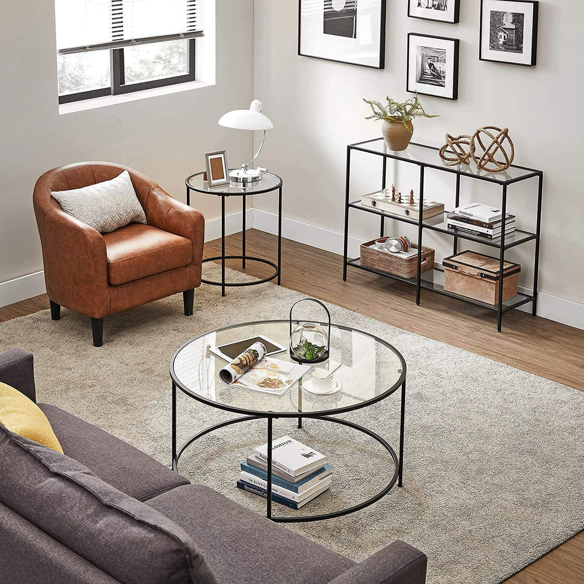 Modern Design Golden Glass Console Sofa Table - product photo 08