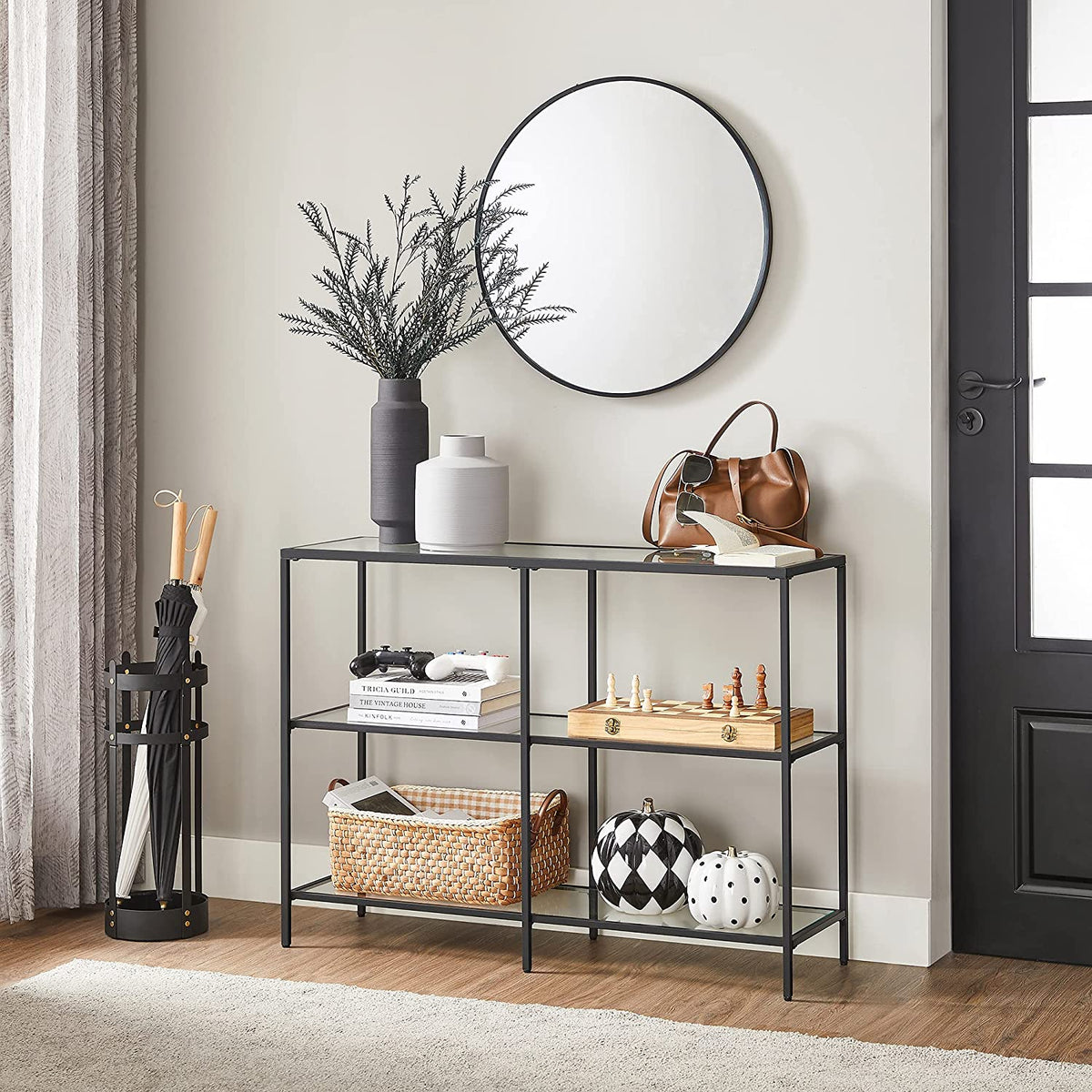 Modern Design Golden Glass Console Sofa Table - product photo 09
