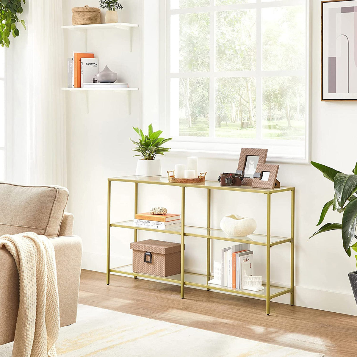 Modern Design Golden Glass Console Sofa Table - product photo 15