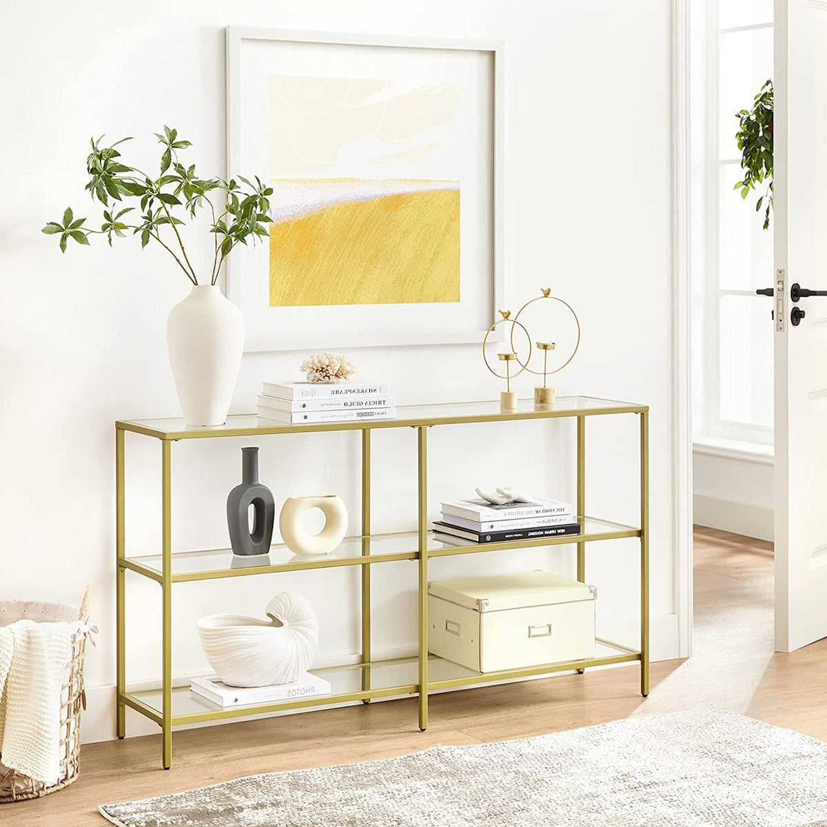 Modern Design Golden Glass Console Sofa Table - product photo 16