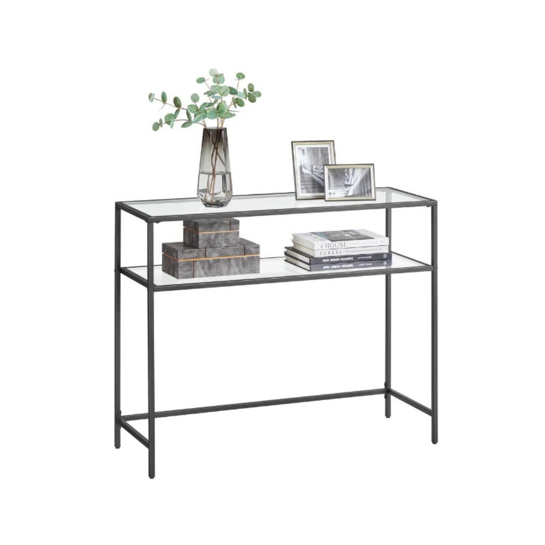 Console Table With Glass Shelves & Gold Frame Sofa Table – product view 2 | Ridgefield Furniture