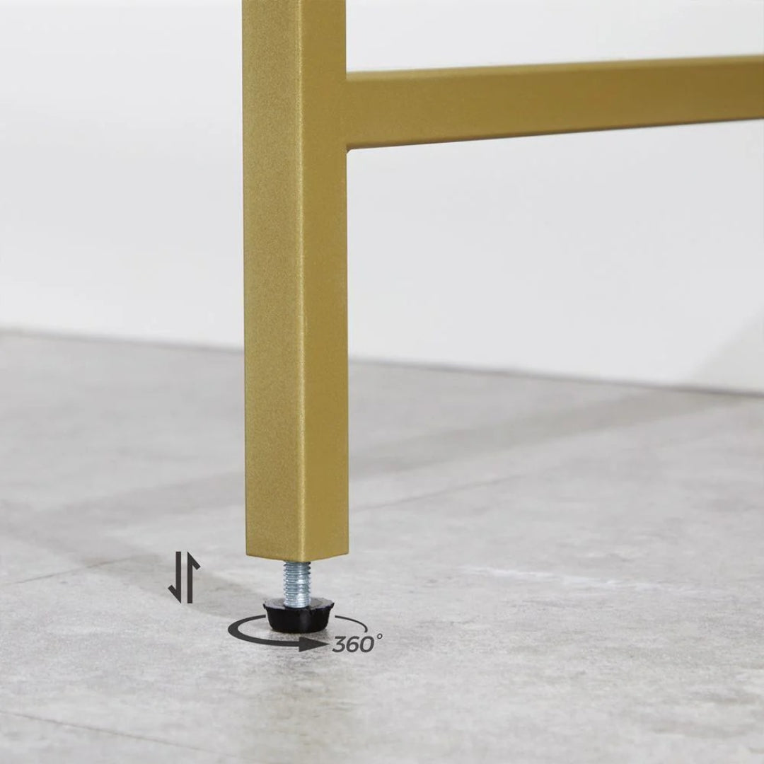 Console Table With Glass Shelves & Gold Frame Sofa Table – product view 8 | Ridgefield Furniture