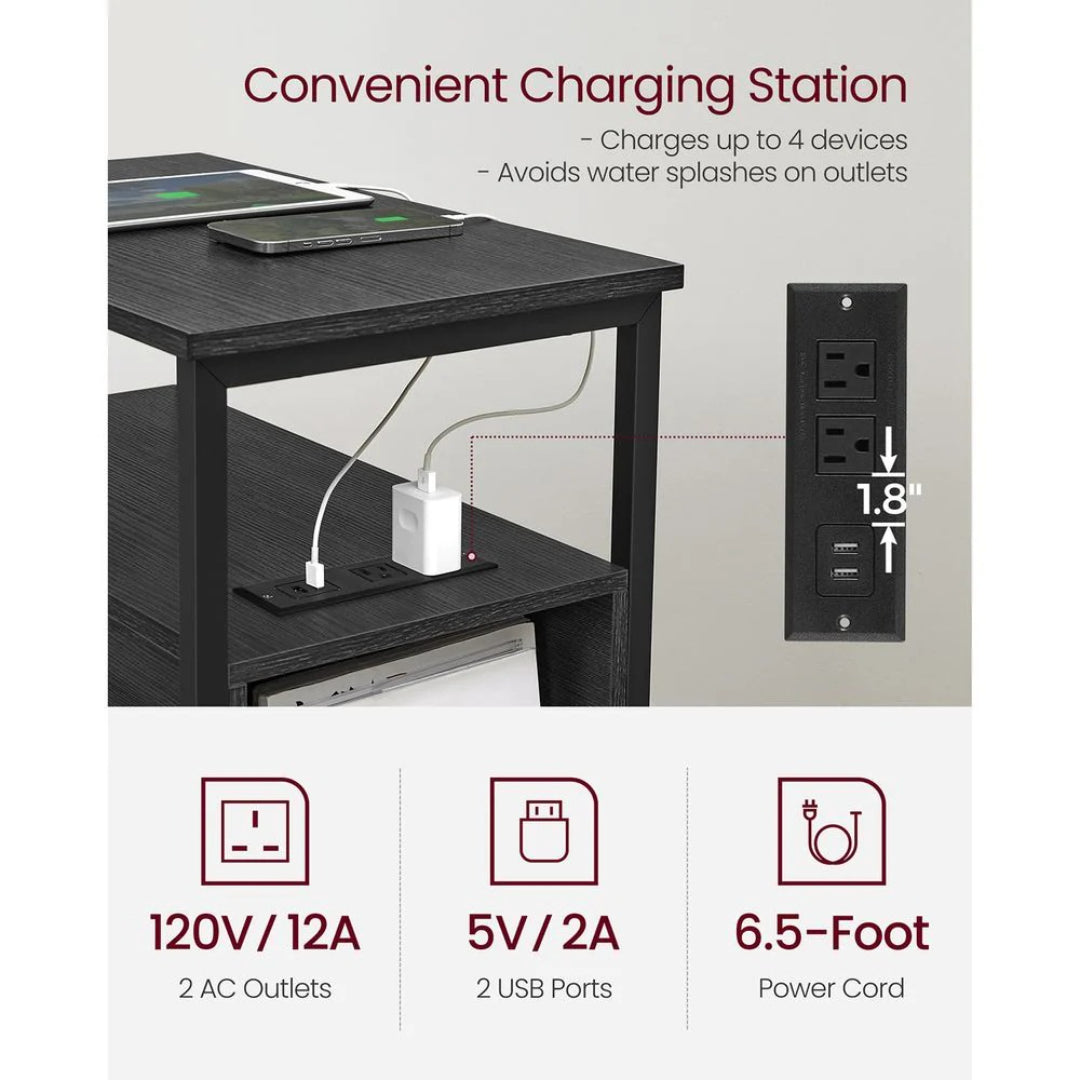 Narrow End Table With Charging Station And 2 Drawers – product view 6 | Ridgefield Furniture