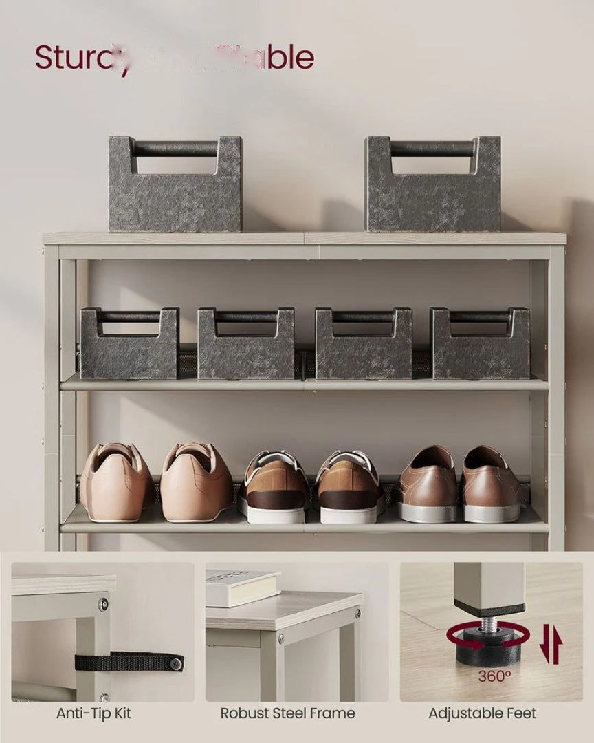 5 Tier Shoe Rack With Storage Shelves & Top Shelf Organizer – product view 9 | Ridgefield Furniture