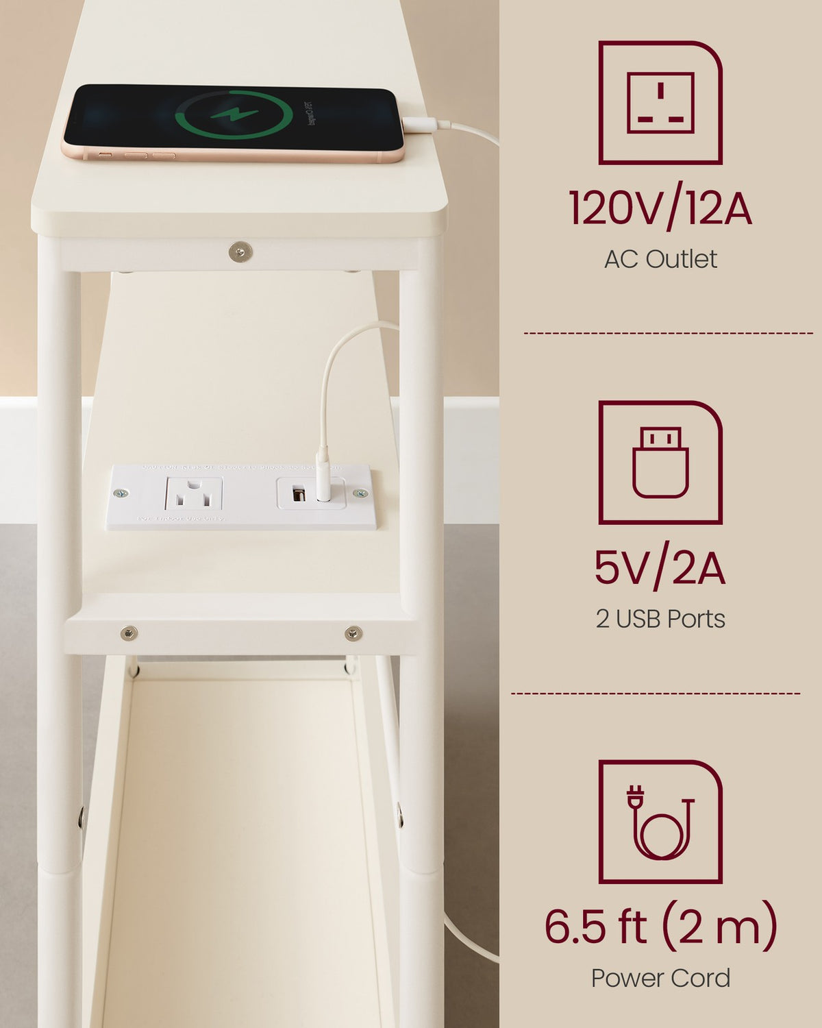 Narrow Side Table With Charging Station - product photo 38