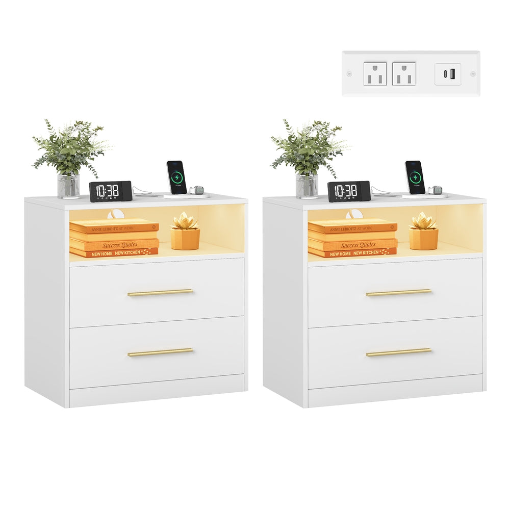 Nightstand With Charging Station, LED Lights - product photo 25