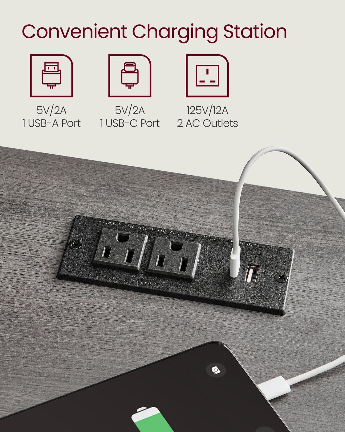 Nightstands With Charging Station And Open Compartment - product photo 03