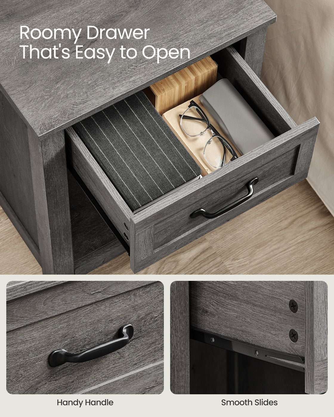 Nightstands With Charging Station And Open Compartment - product photo 05
