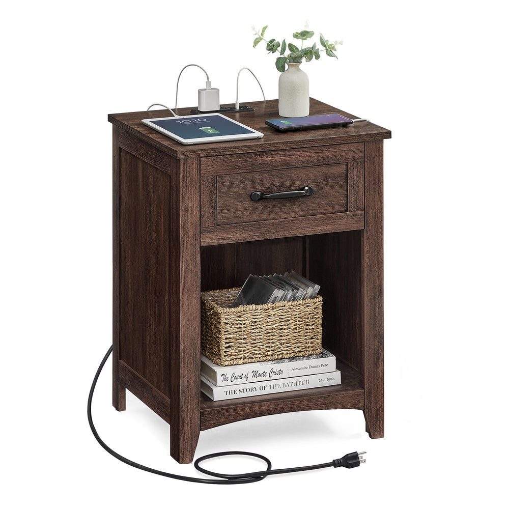 Nightstands With Charging Station And Open Compartment - product photo 09