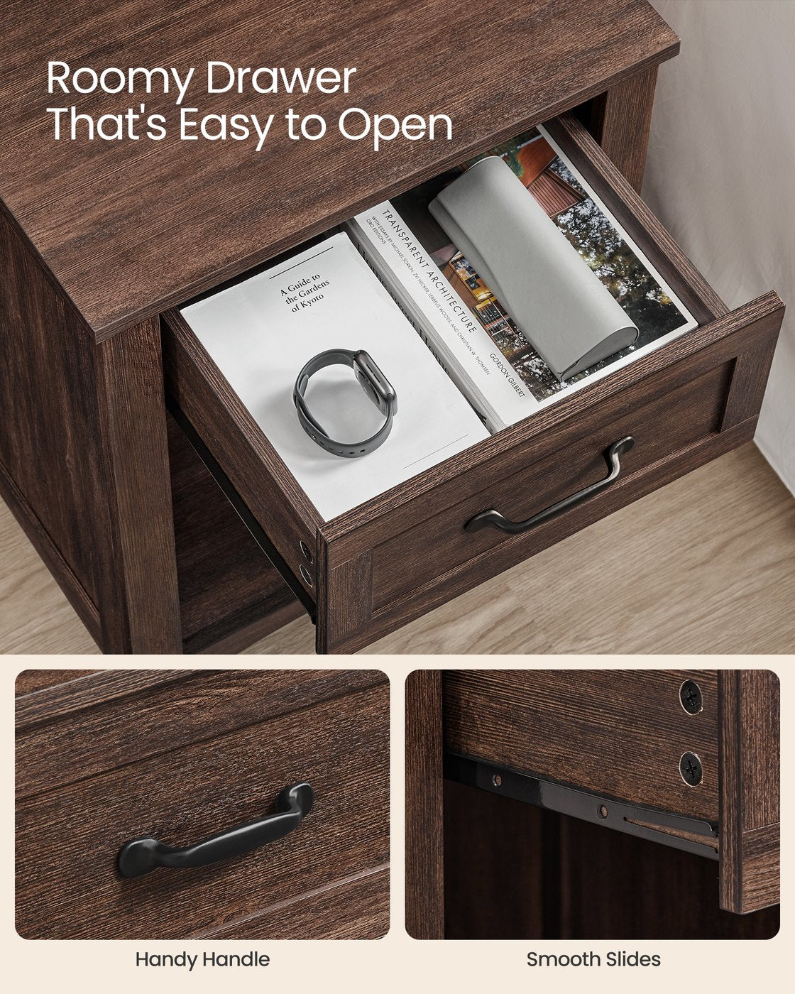 Nightstands With Charging Station And Open Compartment - product photo 13