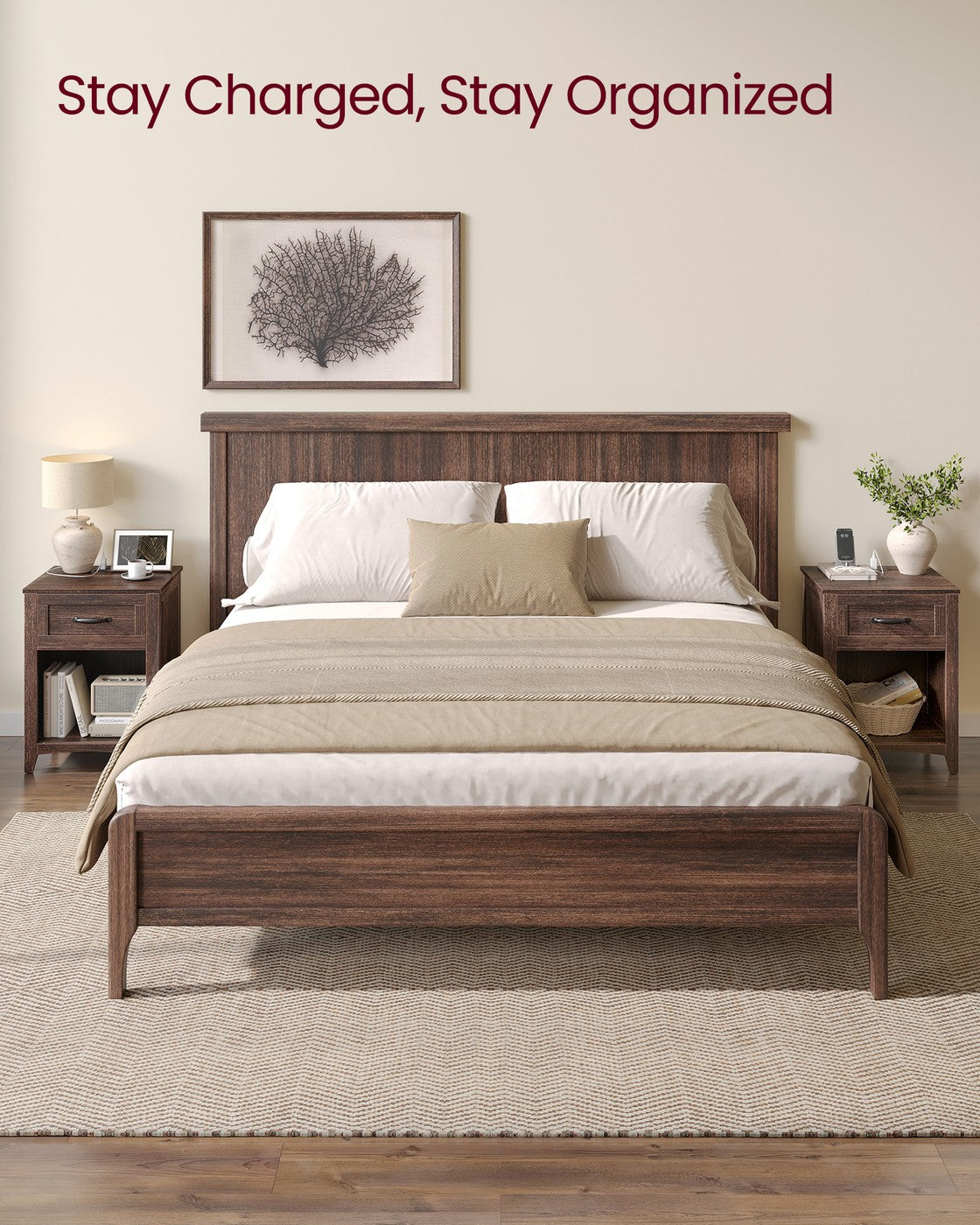 Nightstands With Charging Station And Open Compartment - product photo 16