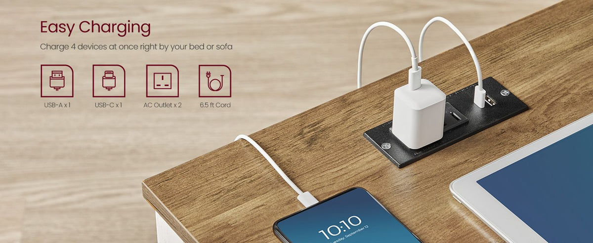 Nightstands With Charging Station And Open Compartment - product photo 21