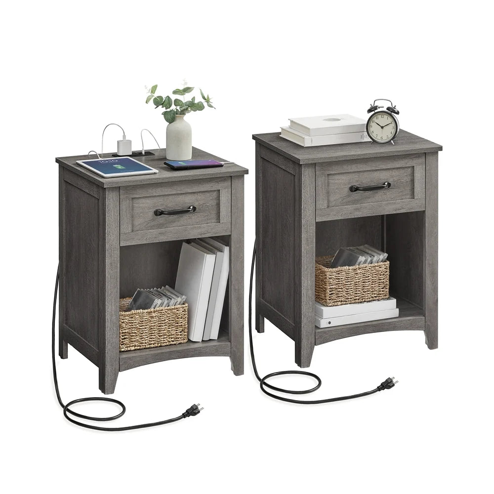 Nightstands With Charging Station And Open Compartment - ULET859G01