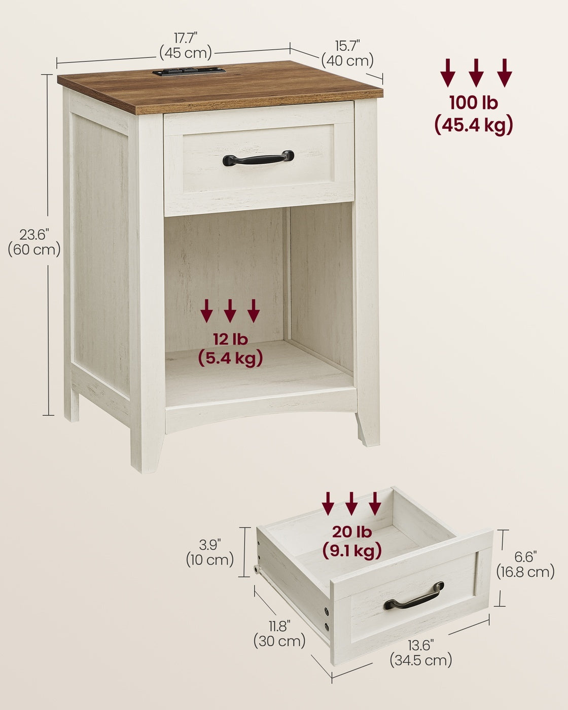 Nightstands With Charging Station, Set Of 1 Or 2 Bedside Tables - product photo 32
