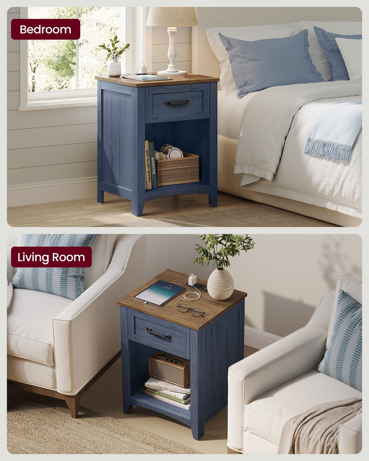 Nightstands With Charging Station, Set Of 1 Or 2 Bedside Tables - product photo 40