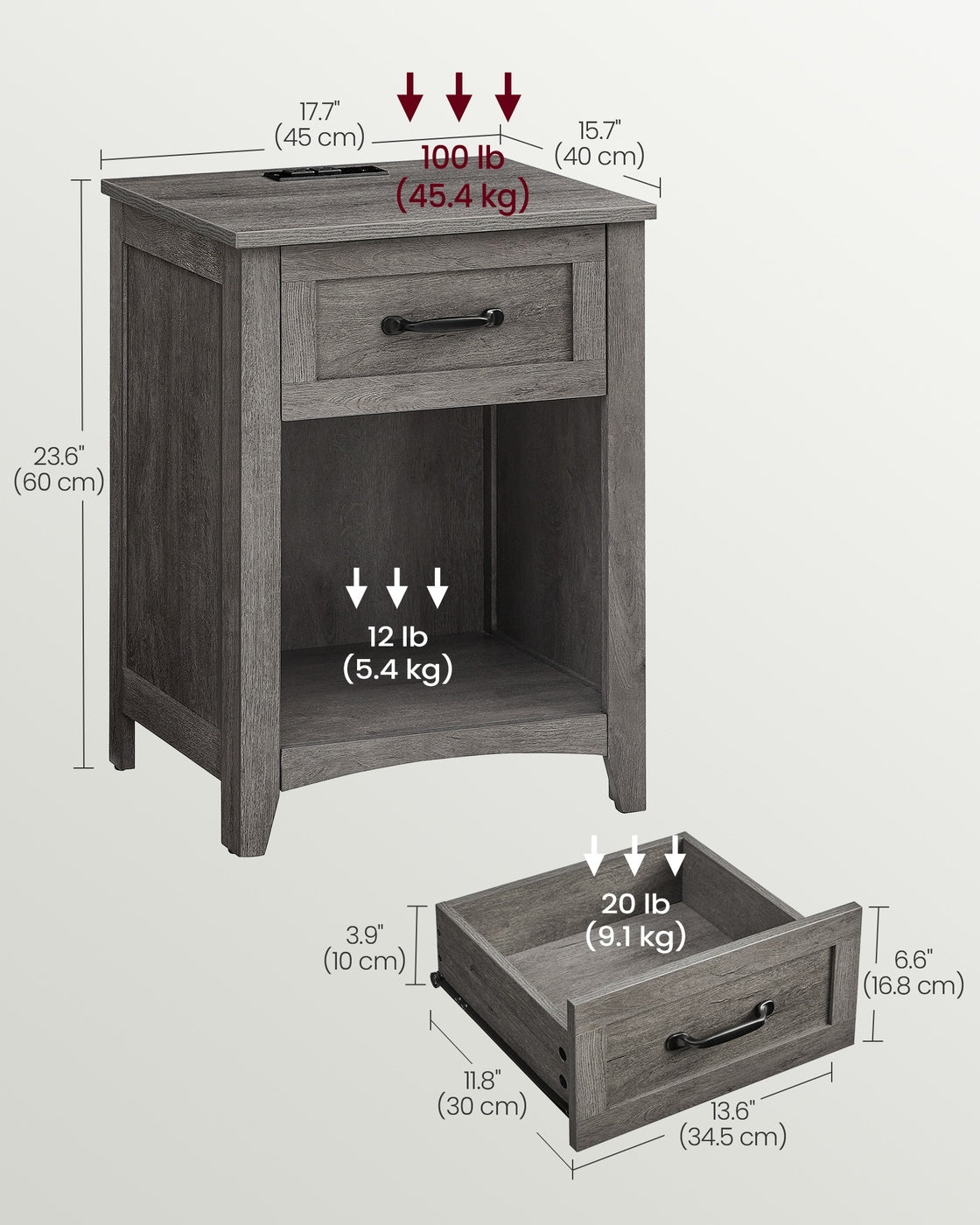 Nightstands With Charging Station, Set Of 1 Or 2 Bedside Tables - product photo 46