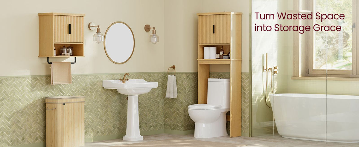 Over The Toilet Storage Cabinet, 23.6-Inch Wide Mid Century Modern - product photo 13