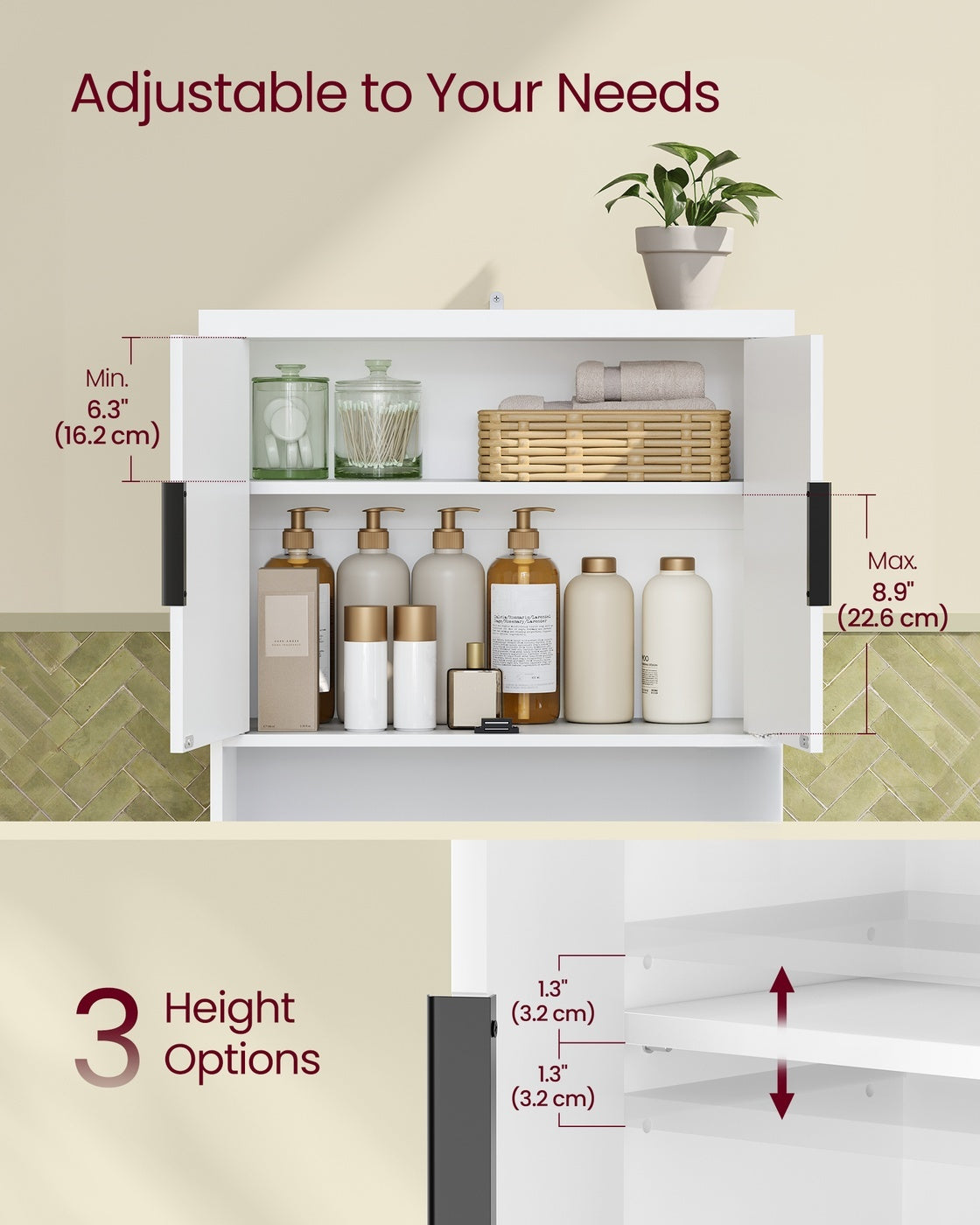 Over The Toilet Storage Cabinet, 23.6 Inch Wide Mid Century Modern - product photo 23