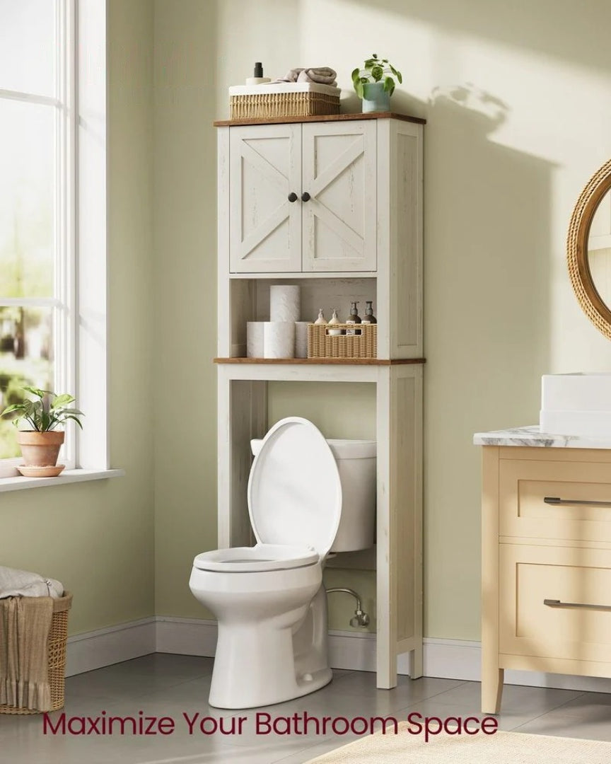 Over Toilet Storage Cabinet With Barn Doors Adjustable Shelf – product view 2 | Ridgefield Furniture