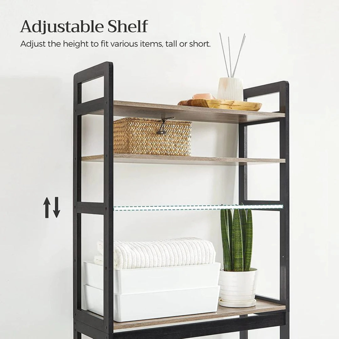 Over Toilet Storage Organizer With Shelves Hooks And Holder – product view 5 | Ridgefield Furniture