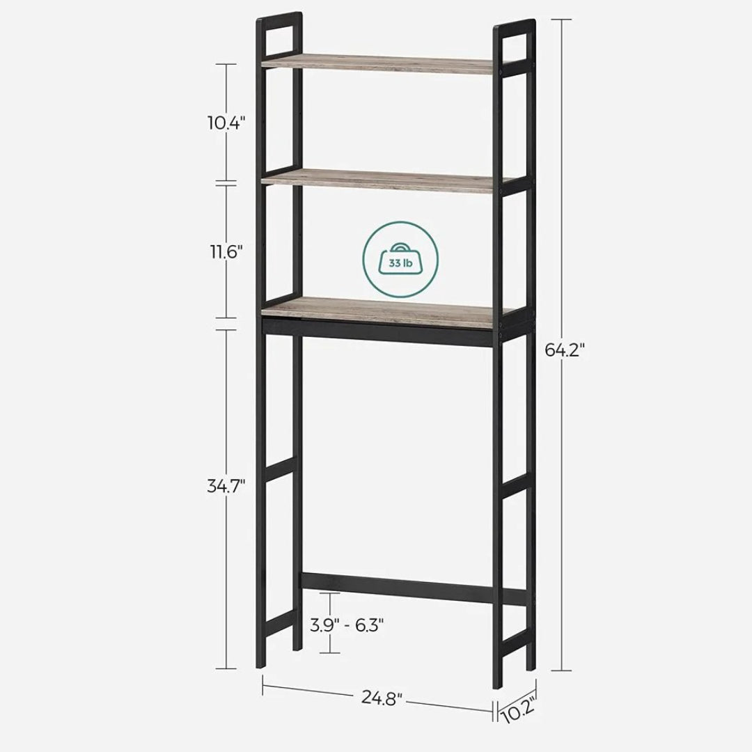 Over Toilet Storage Organizer With Shelves Hooks And Holder – product view 9 | Ridgefield Furniture