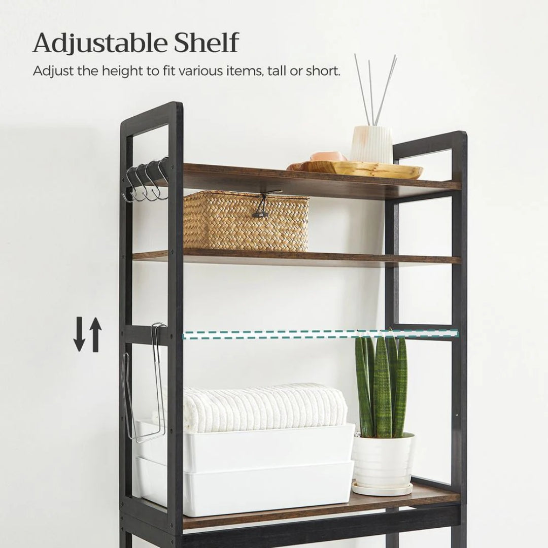 Over Toilet Storage Organizer With Shelves Hooks And Holder – product view 13 | Ridgefield Furniture