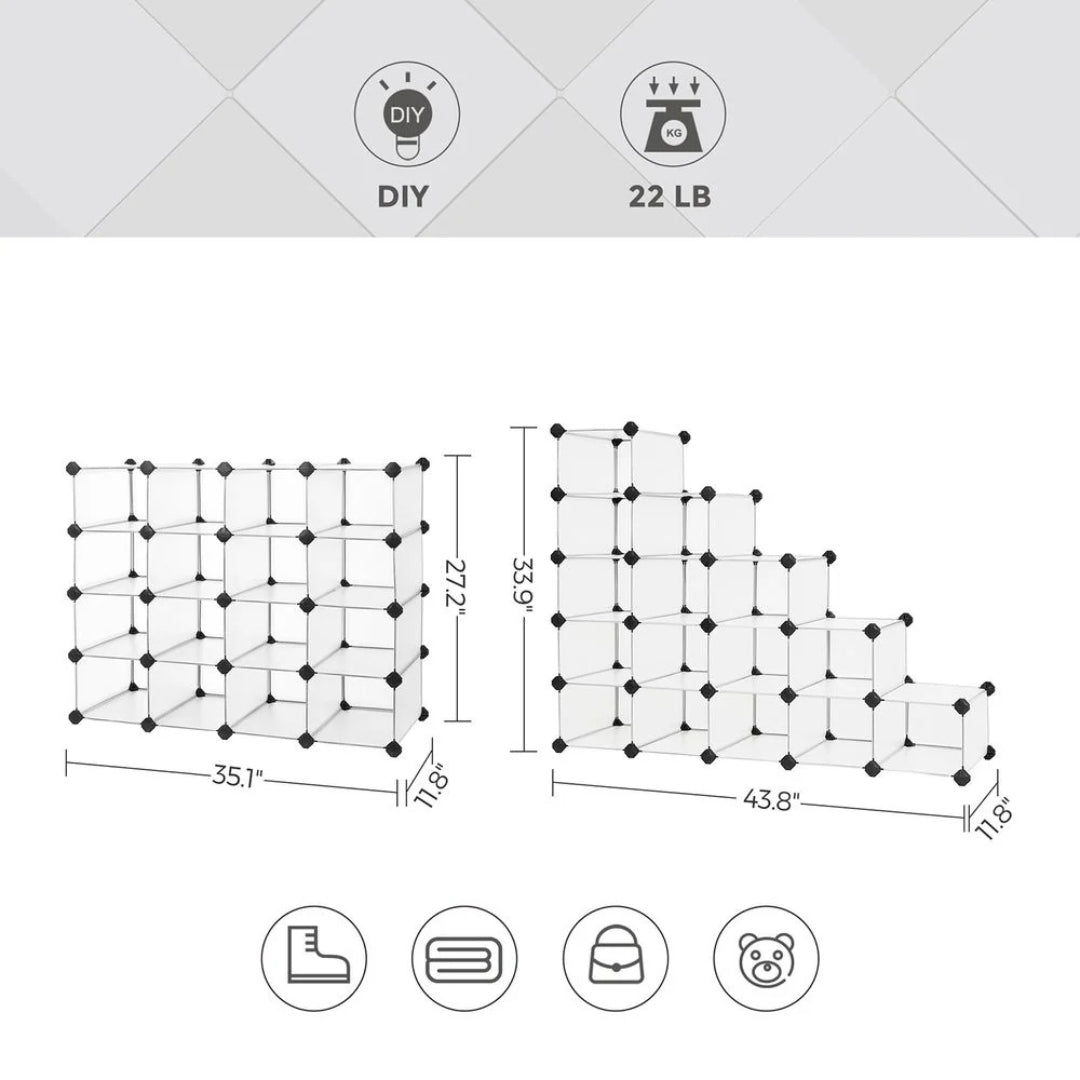 Plastic Shoe Storage Organizer 15 Or 28 Slot Stackable – product view 5 | Ridgefield Furniture