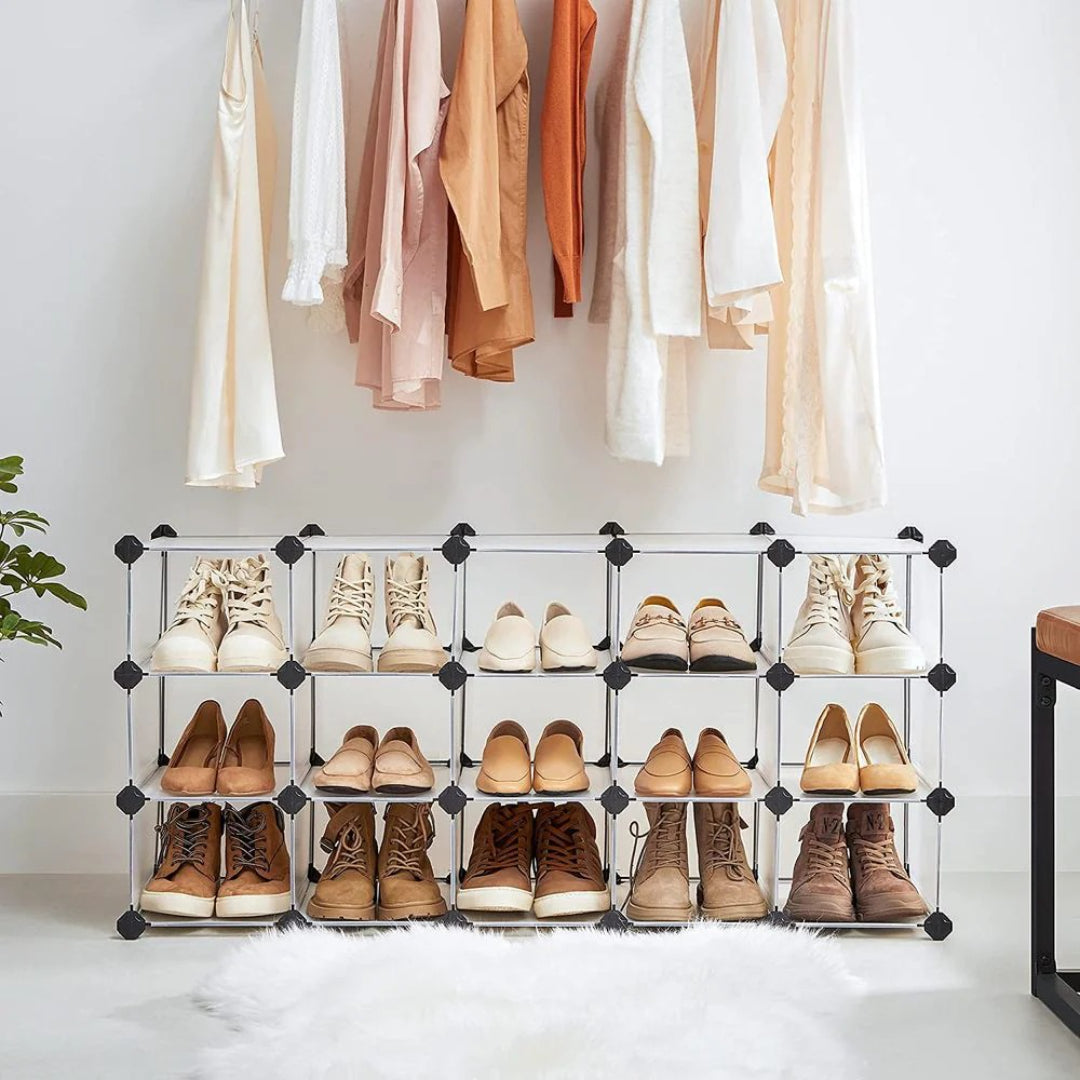 Plastic Shoe Storage Organizer 15 Or 28 Slot Stackable – product view 6 | Ridgefield Furniture