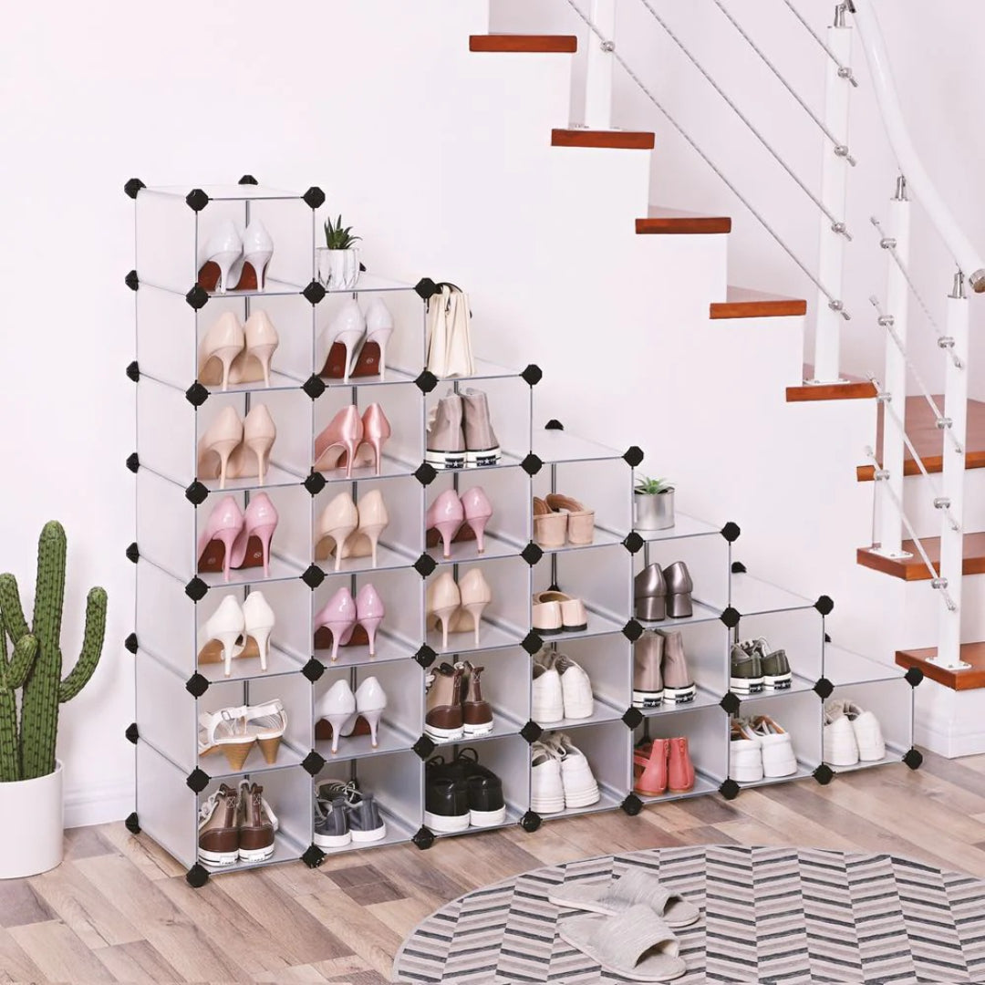 Plastic Shoe Storage Organizer 15 Or 28 Slot Stackable – product view 10 | Ridgefield Furniture