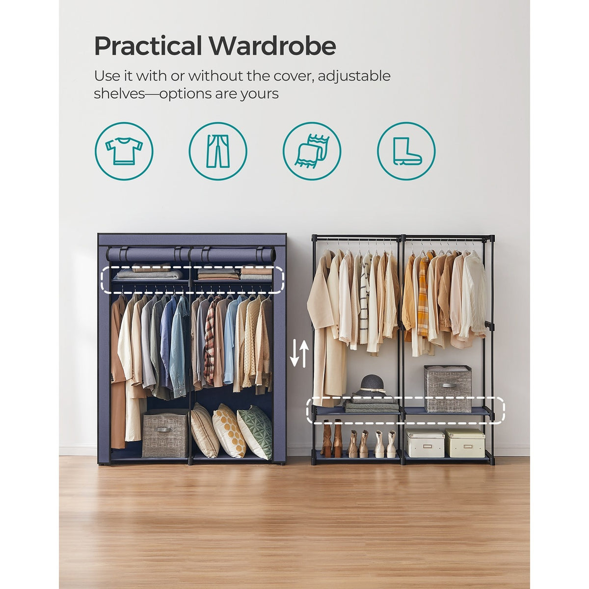 Portable Closet Wardrobe 55.1 X 16.9 X 68.5 Inches - product photo 28
