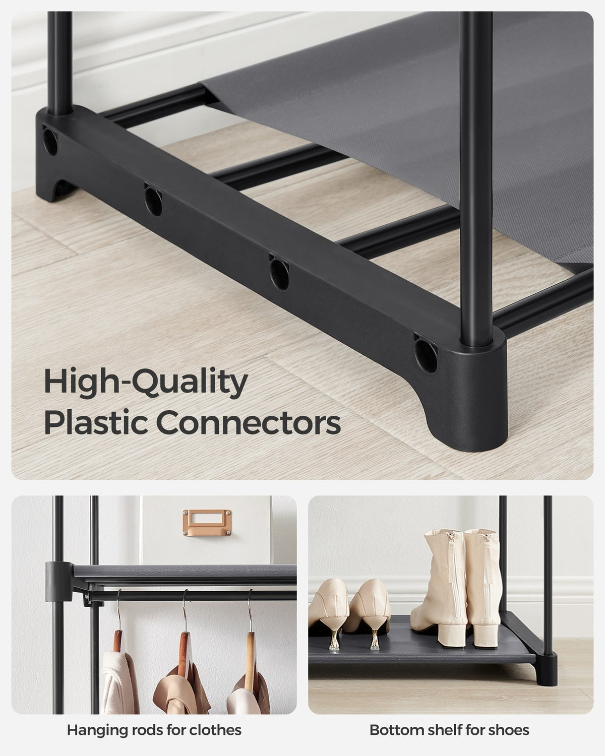 Portable Closet Wardrobe With Hanging Rails, 55.1 x 16.9 x 68.5 Inch - product photo 58