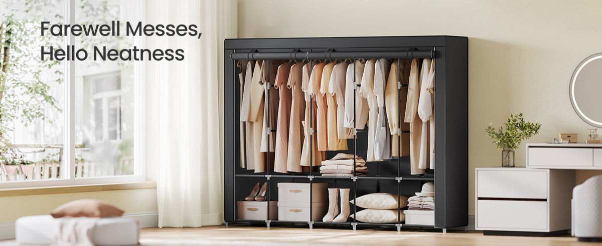 Portable Closet With Shelves And Side Pockets, 33.9 To 66.9 Inch Wide - product photo 75