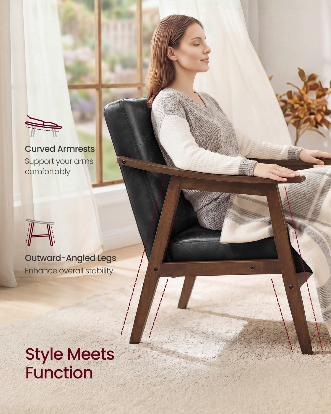 PU Leather Accent Chair With Steel Frame For Living Room Or Office - product photo 12