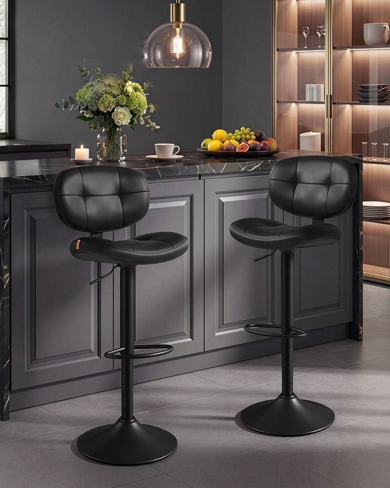 PU Leather Swivel Bar Stools With Back And Footrest - product photo 02