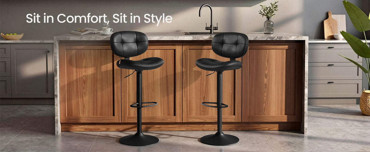 PU Leather Swivel Bar Stools With Back And Footrest - product photo 08