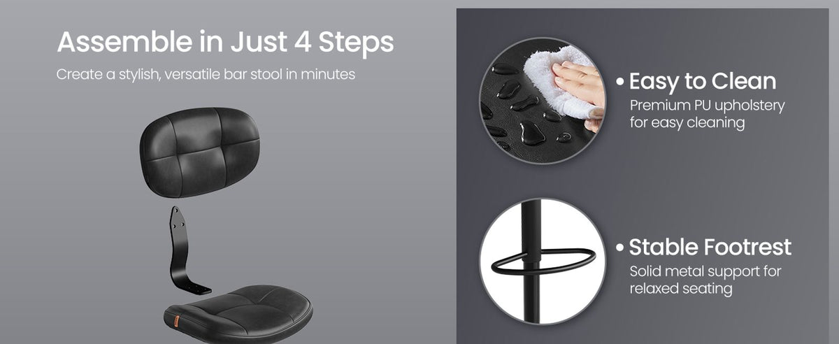 PU Leather Swivel Bar Stools With Back And Footrest - product photo 09