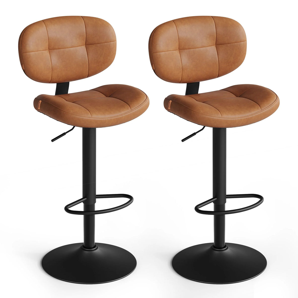 PU Leather Swivel Bar Stools With Back And Footrest - ULJB150K101S